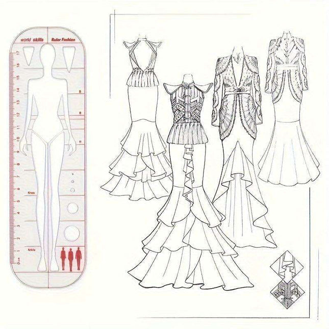 Fashion Sketching Acrylic Ruler and Design Template for Tailoring Excellence