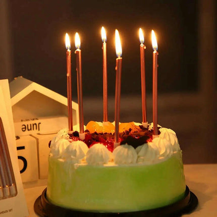 Metallic Birthday Candle Set - 6pcs Chrome Gold & Silver Cake Decorations for Weddings and Baby Showers