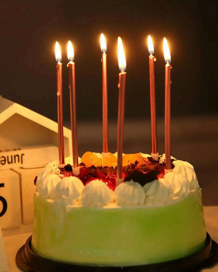 Metallic Birthday Candle Set - 6pcs Chrome Gold & Silver Cake Decorations for Weddings and Baby Showers