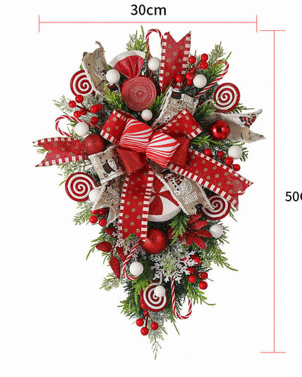 Christmas Wreath Candy Upside Down Tree Garland Artificial Xmas Ornament Hpme Porch Window Door Wall Hanging Decoration