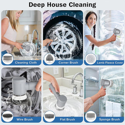 10Pcs Rechargeable Electric Cordless Cleaning Brush Spin Scrubber Turb