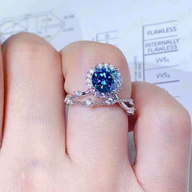 Elegant 1 Carat Lab Grown Moissanite & Zircon Silver Ring - A Luxurious Statement Piece