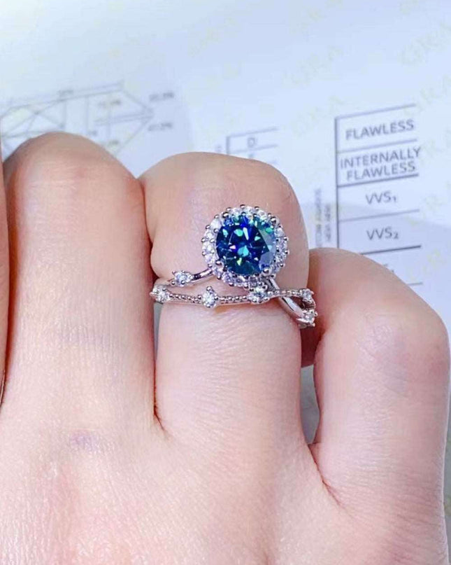 Elegant 1 Carat Lab Grown Moissanite & Zircon Silver Ring - A Luxurious Statement Piece