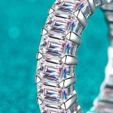 Elegant 10.5 Carat Moissanite and Sterling Silver Ring Set with Rhodium Finish