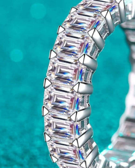 Elegant 10.5 Carat Moissanite and Sterling Silver Ring Set with Rhodium Finish