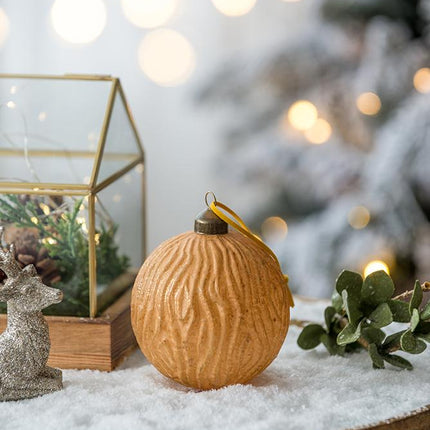 Room & Decor Set of 6 Gold Glass Christmas Ball Ornaments - 3.9" Decor