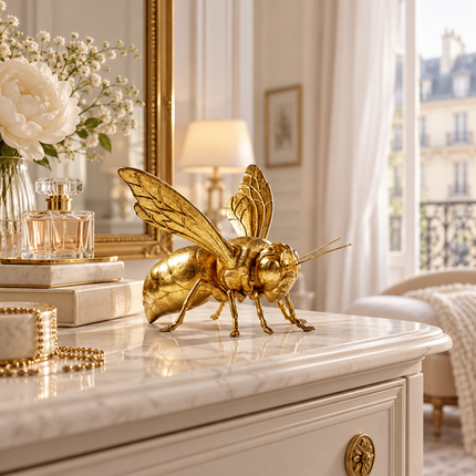 ZIZI FISH Golden Bee Metal Sculpture - Decorative Desktop Ornament Figurines simulated-small-animal-metal-ornaments-golden-bee-statue-art-sculpture-model-desktop-decoration-crafts-figurines-miniatures