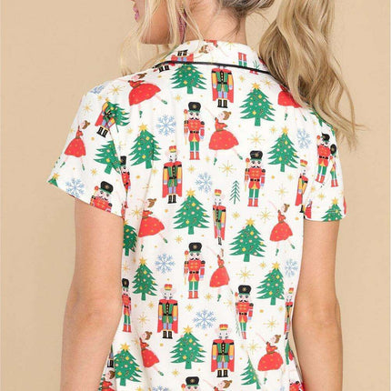 Joyful Holiday Button-Up Sleepwear Set