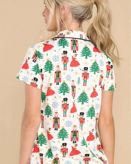 Joyful Holiday Button-Up Sleepwear Set