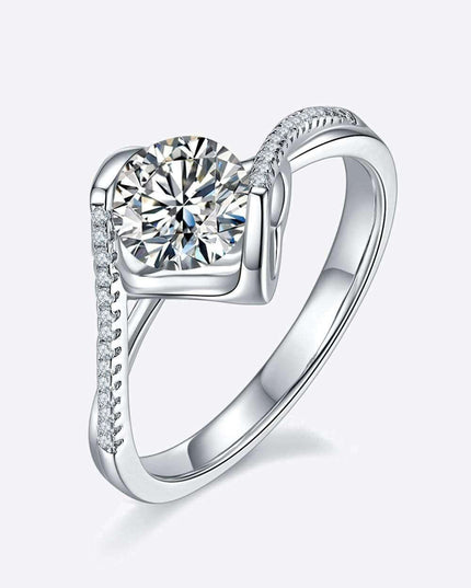 Twisted Radiance: 1 Carat Lab Grown Diamond Silver Ring
