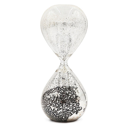 Peleus 30-Minute Antique Black Glass Hourglass with Black Sand