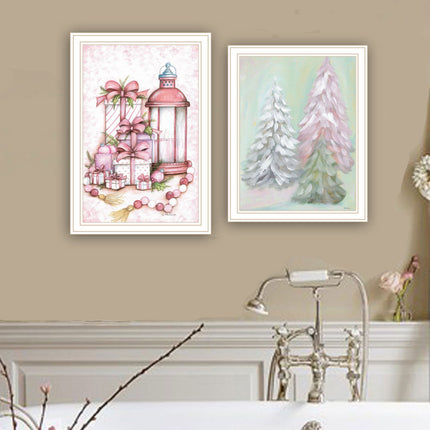 Mary June 2-Piece Pink Candy Land Christmas Tree Wall Art Set