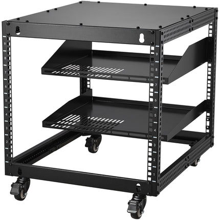 VEVOR 9U 4 Post Open Frame Server Rack - Adjustable Height & Durable D