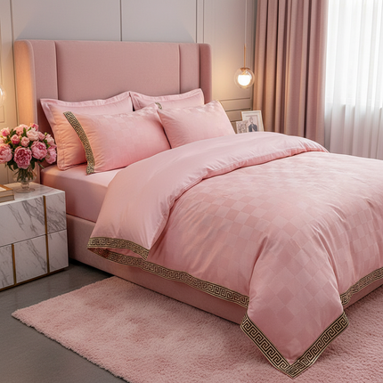 Cotton Jacquard Embroidered Bedding Set — Fitted or Flat Sheet, Quilt Cover & 2 Pillow Covers Bedding Sets silk-cotton-sheets-fitted-sheet-quilt-cover-bed Bedding & Bath›Bedding›Bedding Sets