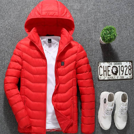 Winter Heated Jacket USB Electric Cotton Coat Zip-up Heater Thermal Cl
