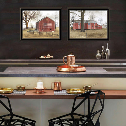 Billy Jacobs 2-Piece All American Barns Wall Art Set - Black Framed