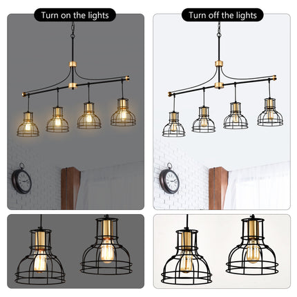 Room & Decor 40" Matte Black & Gold Linear Chandelier, 4 Lights