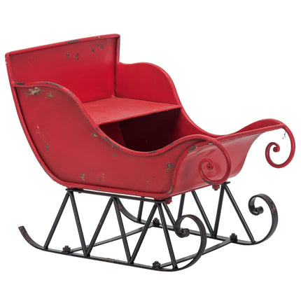 Room and Decor Large Distressed Iron Santa Sleigh Holiday Decoration