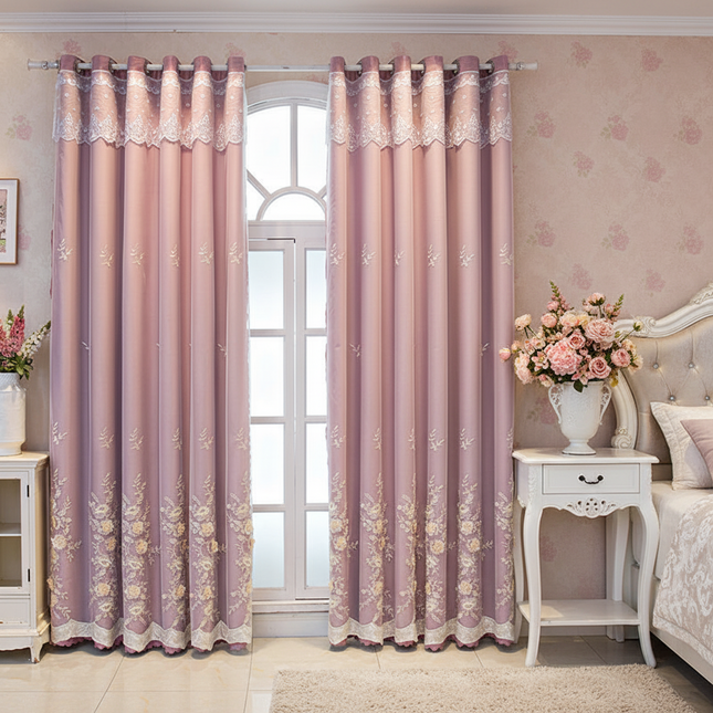Peekaboo Studio Double Open Yarn Curtain Set - Integrated Shading Desi