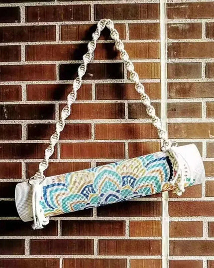 Hand-Woven Cotton Yoga Mat Carrier with Tassel Crossbody Strap - Fits All Mat Sizes