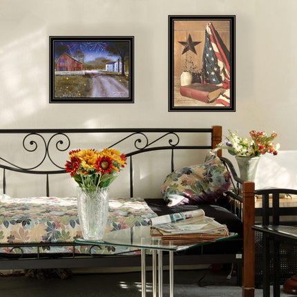 Billy Jacobs 2-Piece Star Spangled Night Wall Art Set, Black Framed