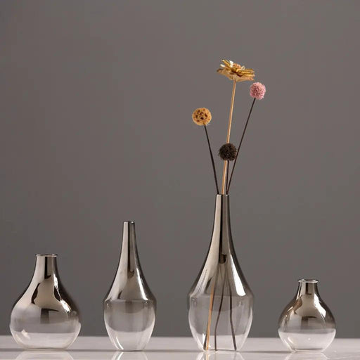 Stylish Electroplated Mini Glass Vase for Elegant Home Decoration