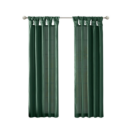 Room & Decor Twist Tab Lined Window Curtain Panel, 50x95", Green, Poly