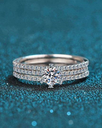 Sophisticated Moissanite and Zircon Embellished Lab-Created Diamond Silver Ring Collection