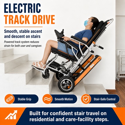 Foldable Electric Tracked Stair-Climbing Mobility Aid — Portable, Joystick-Controlled, Indoor & Outdoor Stair Lifts foldable-electric-tracked-stair-climbing-mobility-device-portable-transfer-aid-for-stair-travel Health & Beauty > Mobility & Accessibility > Stair Lifts & Climbers
