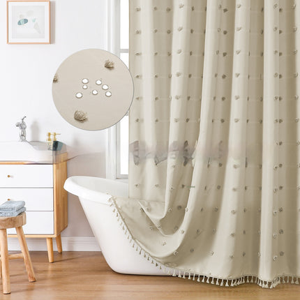 Polyester Hydrangea Cut Shower Curtain - Solid Color Modern Style