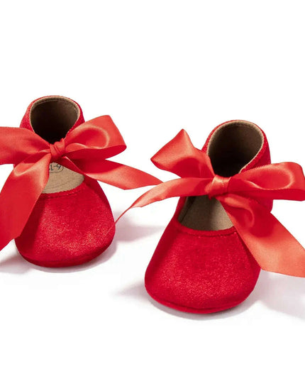 Adorable Baby Girl Crib Shoes with Butterfly Knot - Non-slip Soft Cotton Rubber First Walkers