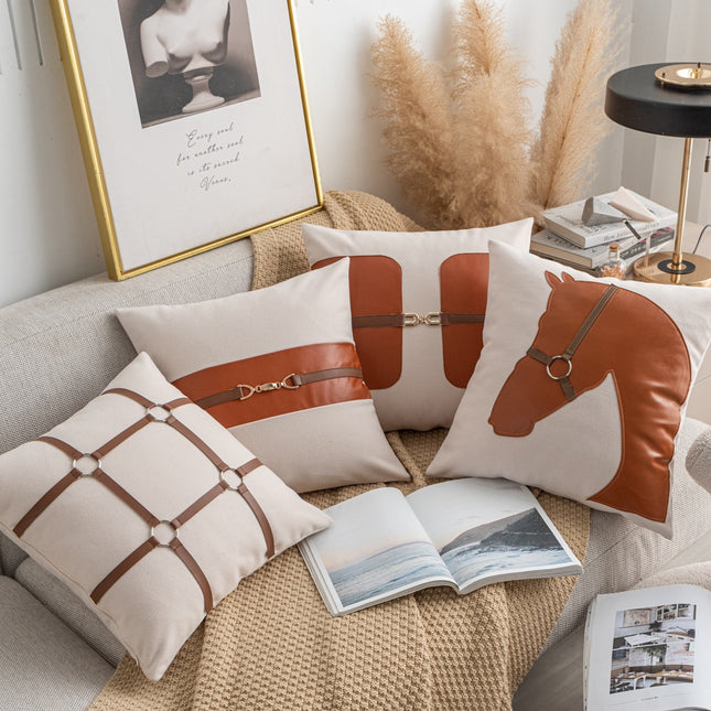 Creative Leather Stitching Sofa Cushion Cover