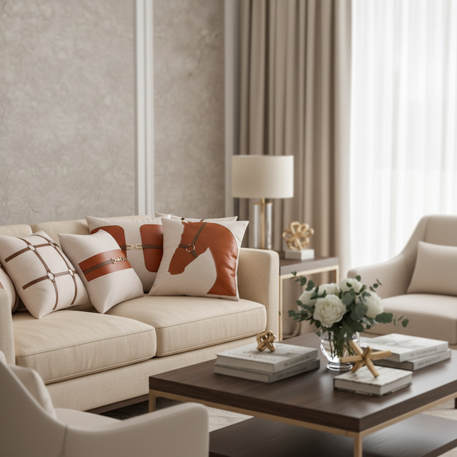Creative Leather Stitching Sofa Cushion Cover