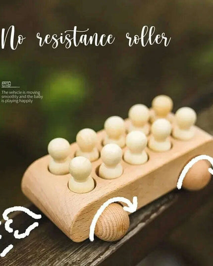 Educational Wooden Train Set for Babies - Montessori-Inspired Learning Toy with Trolley and Number Blocks