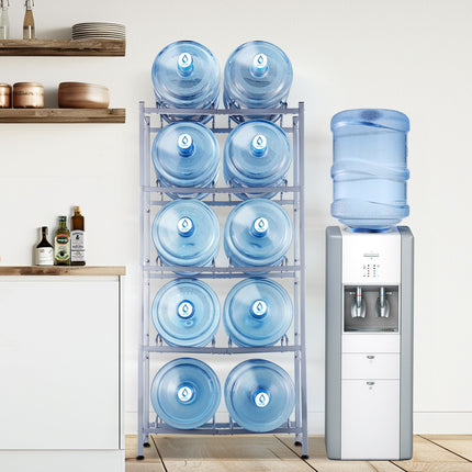VEVOR 5-Tier Double Row Water Jug Rack for 10 Bottles - Silver Gray