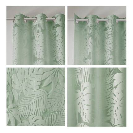 Room & Decor Palm Leaf Burnout Window Sheer, Sage Green, 50x95", Light