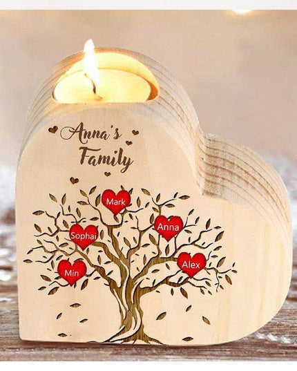 Charming Heart-Shaped Wooden Candle Holder Set | Artisan Home Accents