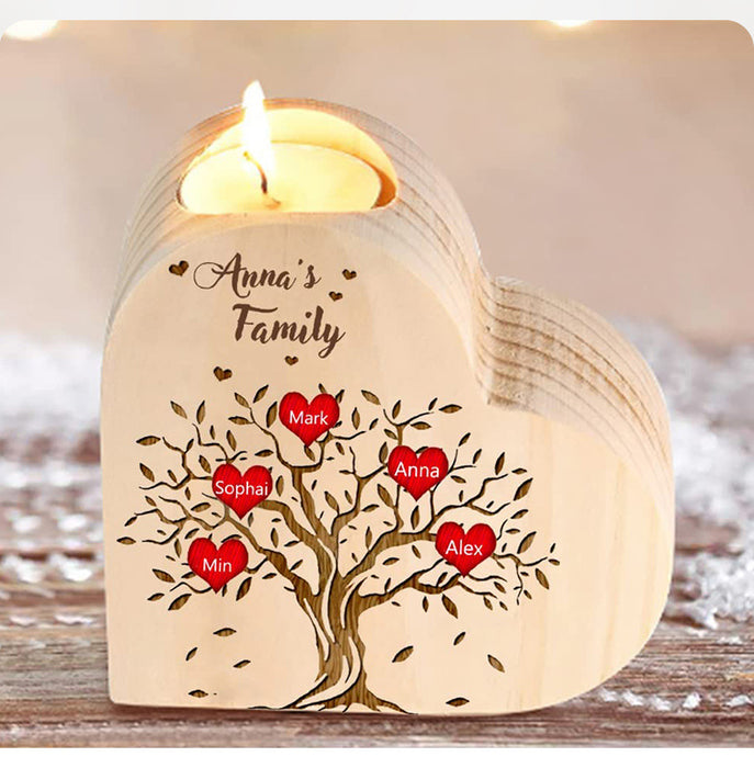 Heart-shaped Wooden Candle Holder | Elegant Handcrafted Home Decor