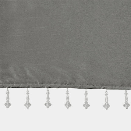 Room and Decor Lightweight Charcoal Faux Silk Valance with Beads 50x26