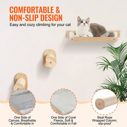 Peekaboo Studio Wall Mounted Cat Shelves with 2 Hammocks & Jump Posts