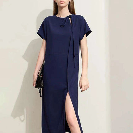 A-Line Dress with Adjustable Lace-Up Design and Versatile Waist Belt for All-Day Wear - Très Elite