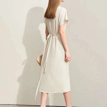 A-Line Dress with Adjustable Lace-Up Design and Versatile Waist Belt for All-Day Wear - Très Elite
