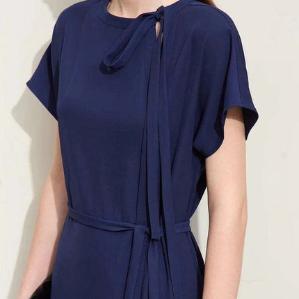 A-Line Dress with Adjustable Lace-Up Design and Versatile Waist Belt for All-Day Wear - Très Elite