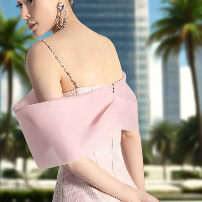 A-line Summer Mini Dress with Shawl & Zipper for Women's Evening