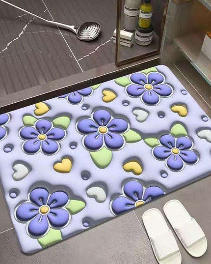 Elegant 3D Floral Design Quick-Dry Bath Mat