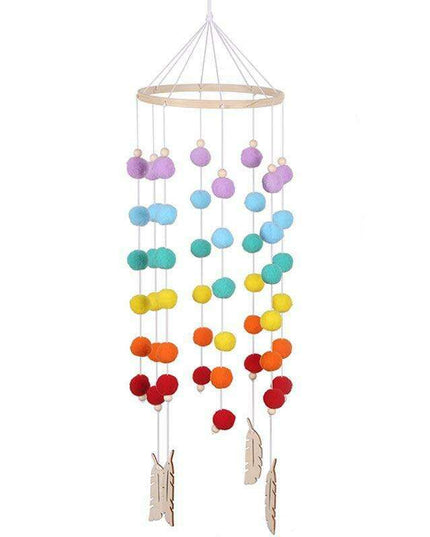Rainbow Hair Ball Wind Chimes - Whimsical Nordic Room Decor Accent