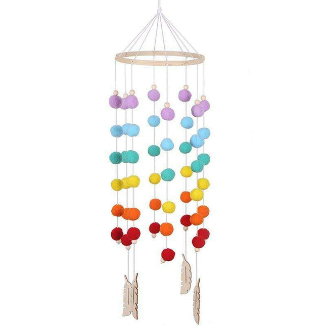 Rainbow Hair Ball Wind Chimes - Whimsical Nordic Room Decor Accent