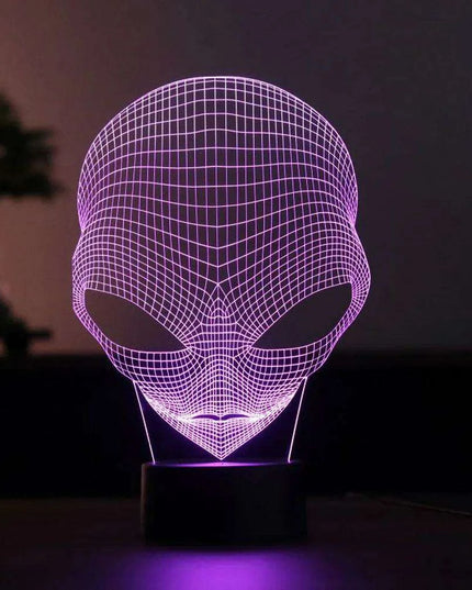 Alien 3D Optical Illusion LED Night Light - Vibrant Color-Changing Home Decor Piece