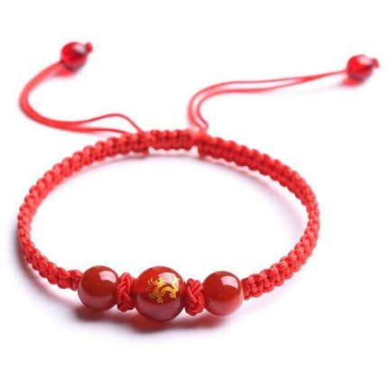 Lucky Dragon Wealth Charm Red Rope Bracelet - 2024 Chinese Zodiac Prosperity Gift