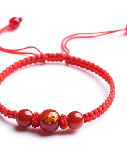 Lucky Dragon Wealth Charm Red Rope Bracelet - 2024 Chinese Zodiac Prosperity Gift